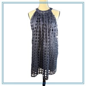 Romeo Juliet Couture Dress Women's M Navy Blue Halter Sleeveless‎ Eyelette